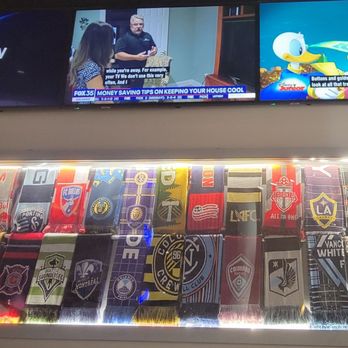 City Pub - Scarves of soccer teams including DC United - American Near Me - Orlando, Florida