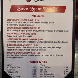 Dessert menu