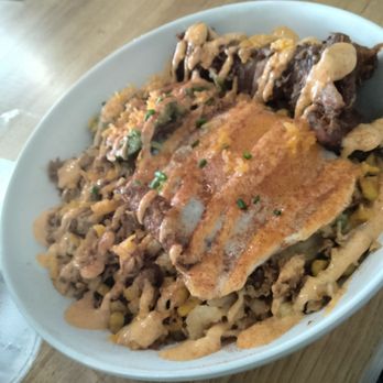 Market Eatz - Breakfast bowl with grits. Avoid the grits. Way too sweet and no texture. Tasted like a loaded baked potato minus the potato. - Burgers Near Me - Lafayette, Louisiana