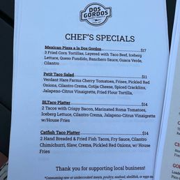 Chef's specials on 8/24 Chef's specials on 8/24