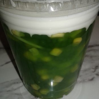 Sweet Rice - PANDAN tapioca pudding with sweet coconut cream on top. Mix then enjoy! - Thai Near Me - Gardena, California Sweet Rice - PANDAN tapioca pudding with sweet coconut cream on top. Mix then enjoy! - Thai Near Me - Gardena, California