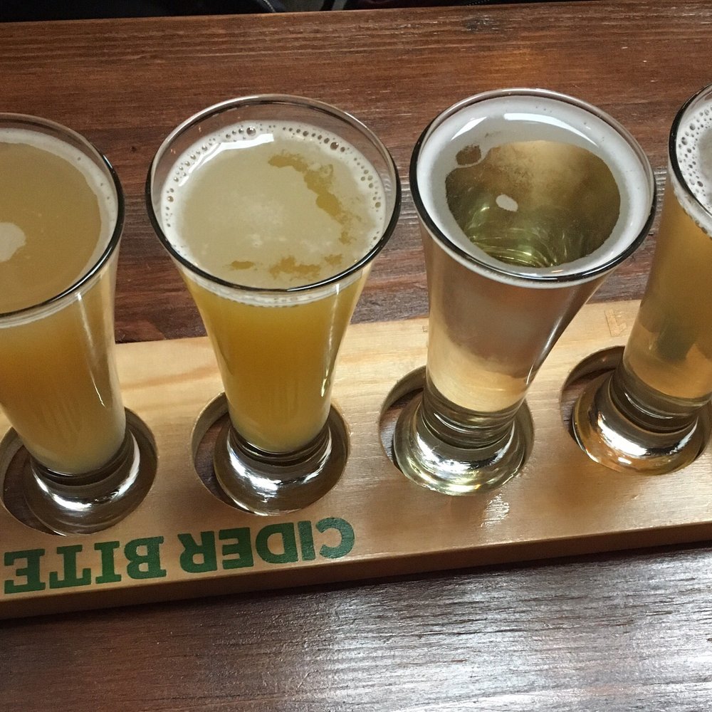 Cider Bite - Cider flight: strawberry, raspberry, baked apple, grand mimosa - Bars Near Me - Portland, Oregon Cider Bite - Cider flight: strawberry, raspberry, baked apple, grand mimosa - Bars Near Me - Portland, Oregon