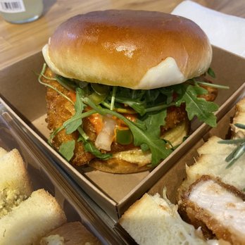 Katsu Bar - Kamikaze Sandwich - Spicy aioli, tomato, bell pepper pico de gallo, arugula, jalapeno, swiss cheese, on a brioche bun - Japanese Curry Near Me - Torrance, California Katsu Bar - Kamikaze Sandwich - Spicy aioli, tomato, bell pepper pico de gallo, arugula, jalapeno, swiss cheese, on a brioche bun - Japanese Curry Near Me - Torrance, California