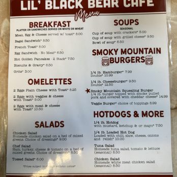 Lil Black Bear Cafe - Menu - Sandwiches Near Me - Pigeon Forge, Tennessee Lil Black Bear Cafe - Menu - Sandwiches Near Me - Pigeon Forge, Tennessee