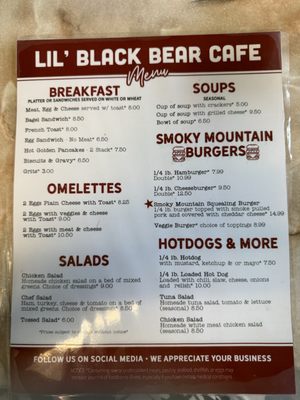 Menu photo 1 Lil Black Bear Cafe Pigeon Forge, TN Menu photo 1 Lil Black Bear Cafe Pigeon Forge, TN