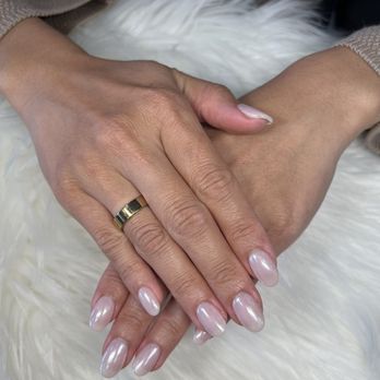 Glossy Nails & Spa - Glazed donut nails :) combined funny bunny, bubble bath, and pearl chrome! - Nail Salons Near Me - Orange, California