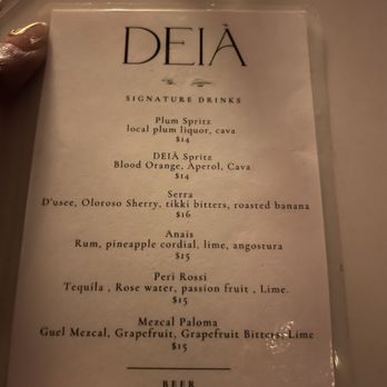 Deia - Drink menu - Bars Near Me - Brooklyn, New York