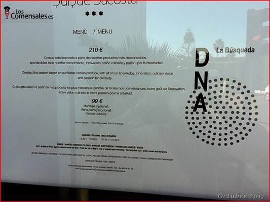 Menu photo 1 Quique Dacosta Denia, A