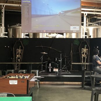 BLACK PLAGUE Brewing - Stage and projection screen - Breweries Near Me - Oceanside, California BLACK PLAGUE Brewing - Stage and projection screen - Breweries Near Me - Oceanside, California