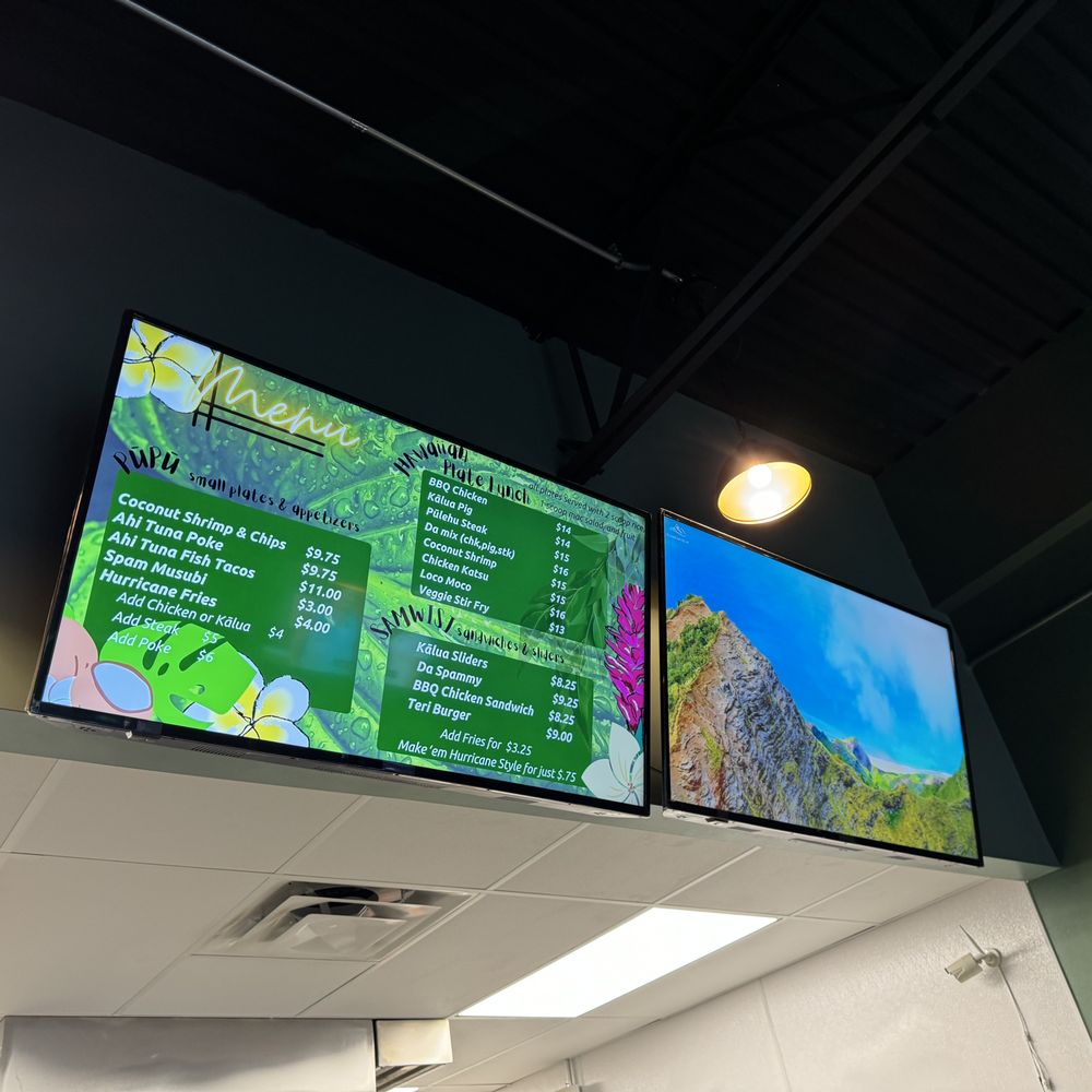 No Ke Aloha - Polynesian Cuisine - Menu board above the counter that you will see when you walk in the doors - Food Trucks Near Me - Aurora, Colorado