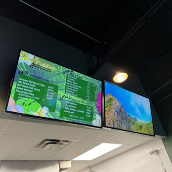 No Ke Aloha - Polynesian Cuisine - Menu board above the counter that you will see when you walk in the doors - Food Trucks Near Me - Aurora, Colorado No Ke Aloha - Polynesian Cuisine - Menu board above the counter that you will see when you walk in the doors - Food Trucks Near Me - Aurora, Colorado