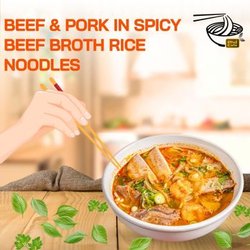 Pho Cafe - Bun Bo Hue 
Beef & Pork Spicy beef broth with rice noodle