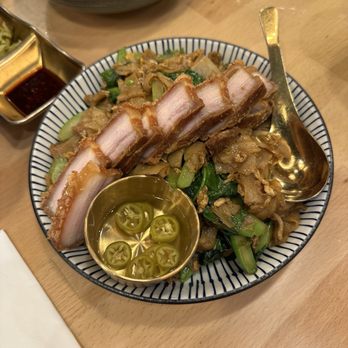 Manaao - Pad see ew with crispy pork belly ($21) - Thai Near Me - Tustin, California