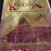 Photo of The Village House Kalina - La Mesa, CA, United States. Front of menu