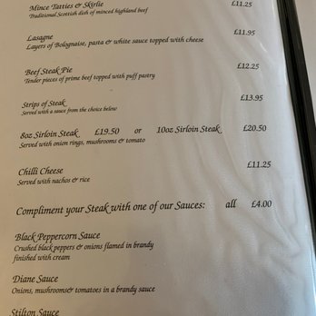 Gordon Arms - Dinner restaurant menu. - Hotels Near Me - Fochabers, MRY