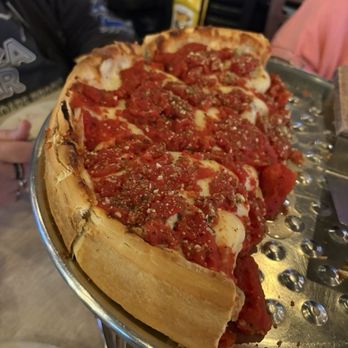 Riverside Pizza & Pub - Chicago Deep Dish how it is served - Pizza Near Me - South Elgin, Illinois