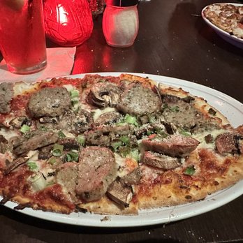 Campisi's Restaurant - Small meatball pizza with mushrooms and green onions. Amazing flavor! - Italian Near Me - Dallas, Texas