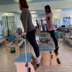 Blue Sky Pilates - Trainers Stacy & Rosana demonstrating how to use wunda chairs.
