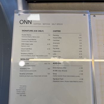 ONN Coffee - Menu - Coffee & Tea Near Me - Costa Mesa, California ONN Coffee - Menu - Coffee & Tea Near Me - Costa Mesa, California