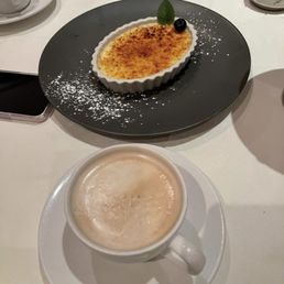 Crème brûlée and latte Crème brûlée and latte