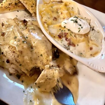 Gatsby's Saloon - Flounder Del Ray with twice baked potatoes - Seafood Near Me - Bay City, Michigan Gatsby's Saloon - Flounder Del Ray with twice baked potatoes - Seafood Near Me - Bay City, Michigan