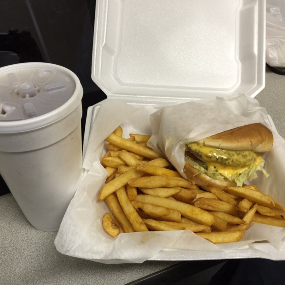 Delicious cheese burger combo, not the greatest tasting burger fries Ok. Delicious cheese burger combo, not the greatest tasting burger fries Ok.
