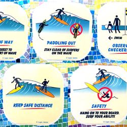 Enduring Images - Regulatory information installed in a mural at a popular surf park in La Jolla.