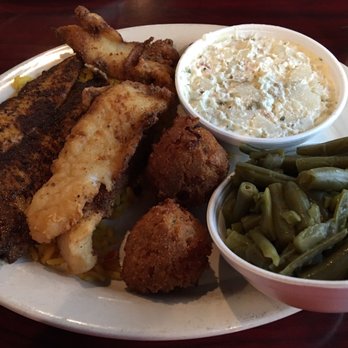 Beamie's at the River - Fried catfish and blackened cod, potato salad, green beans. - American Near Me - Augusta, Georgia Beamie's at the River - Fried catfish and blackened cod, potato salad, green beans. - American Near Me - Augusta, Georgia