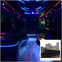 Andover Coach Limousine - Mega limo bus interior.