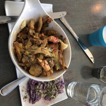 Oh My Cod! - Lobster Poutine with the kids Coleslaw with tartare sauce, the best I've ever eaten!!! - Seafood Near Me - Mahone Bay, Nova Scotia