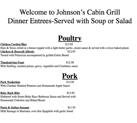 Menu photo 6 Johnson's Cabin Grill Hartford, NY Menu photo 6 Johnson's Cabin Grill Hartford, NY