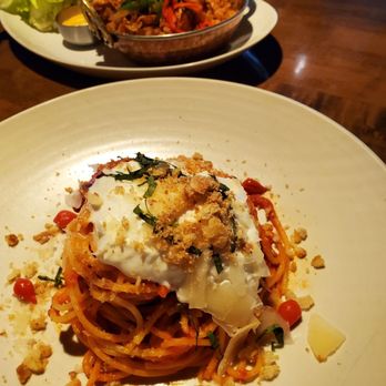 JOEY Southcenter - Spaghetti Pomodoro and Szechuan Chicken Lettuce Wraps. - New American Near Me - Tukwila, Washington