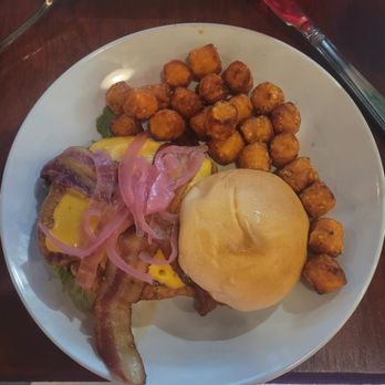 Industrial Taphouse - The Baja Bacon Chicken sandwich and Sweet Potato Tots. - New American Near Me - Ashland, Virginia Industrial Taphouse - The Baja Bacon Chicken sandwich and Sweet Potato Tots. - New American Near Me - Ashland, Virginia