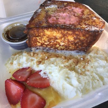 Button Up Cafe - Strawberry cheesecake stuffed French toast - Breakfast & Brunch Near Me - Pearl City, Hawaii