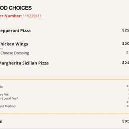 My actual order if the owner would like to review since they didn't respond to my voicemails.