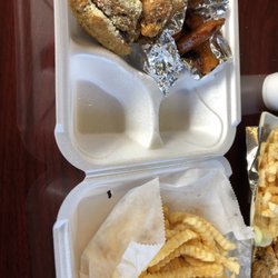 J Buffalo Wings - 1/2 Garlic Parmesan and 1/2 honey bbq wings w/ fries