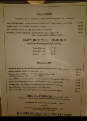 Menu photo 1 Boston Hotel Boston, NY