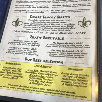 Blind Tiger - Menu - Cajun/Creole Near Me - Shreveport, Louisiana