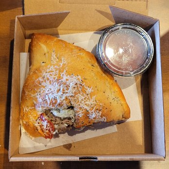 Sauce on the Side - Leftover boxes are sized for 1/2 a Calzone - Italian Near Me - Creve Coeur, Missouri