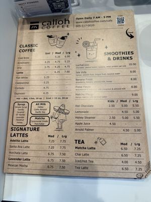 Menu photo 7 Calioh Coffee Moorpark, CA