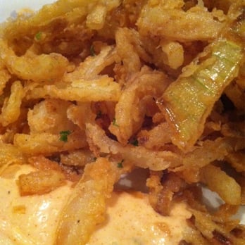 Broken Bit Steakhouse - Appetizer onion straws and horseradish sauce - Steakhouses Near Me - Quartz Hill, California