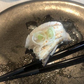 Nupo - Sablefish sushi, aged and torched with chives and some type of oil. Scrumptious! - Japanese Near Me - Calgary, Alberta Nupo - Sablefish sushi, aged and torched with chives and some type of oil. Scrumptious! - Japanese Near Me - Calgary, Alberta