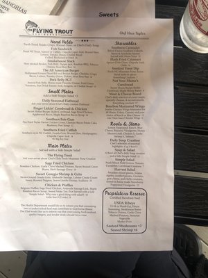 Menu photo 7 The Flying Trout Restaurant Blairsville, GA