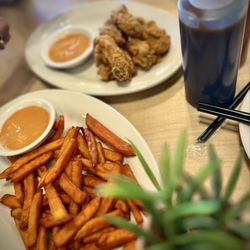 Sweet Potato Fries and Crispy Chicken Appetizers