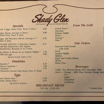 Shady Glen - Breakfast menu - Burgers Near Me - Manchester, Connecticut Shady Glen - Breakfast menu - Burgers Near Me - Manchester, Connecticut