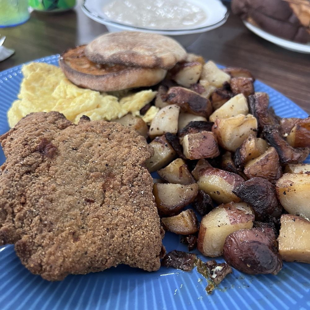 Cafe One Eleven - Country fried steak and eggs with sausage gravy. Delicious. - Breakfast & Brunch Near Me - Elizabeth, Pennsylvania Cafe One Eleven - Country fried steak and eggs with sausage gravy. Delicious. - Breakfast & Brunch Near Me - Elizabeth, Pennsylvania