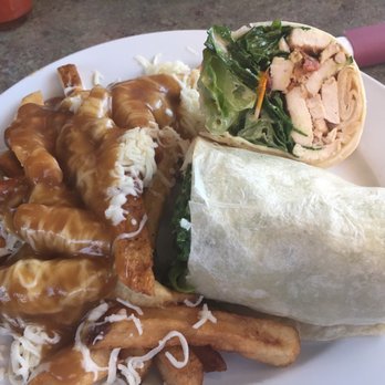 Angel's - Chicken Caesar wrap with a poutine - Diners Near Me - London, Ontario