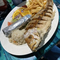 Isla Del Mar - Whole red snapper fried.