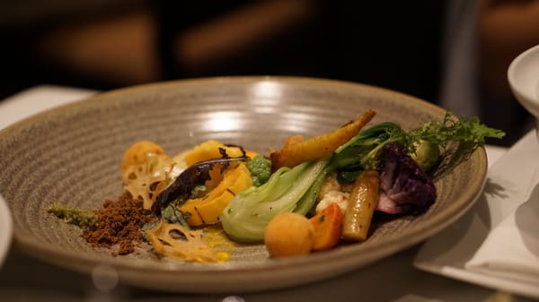 Photo of Ame - San Francisco, CA, US. Salad of Autumn Garden Vegetables with Goat Cheese Croquettes & Lemon Herb Vinaigrette
