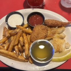 Paul's Neighborhood Bar - Baked cod, shrimp and Cajun fries